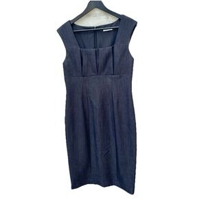 Calvin Klein Pleated Bust Sheath Dress Charcoal Gray 8